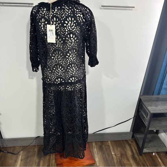 NWT DX Collection Size S Black Eyelet Lace Pullover Nero Maxi Dress Elegant Chic - Picture 3 of 12